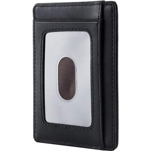 Mens Front Pocket Minimalist Leather Slim Wallet RFID Blocking Medium Size - Picture 4 of 4